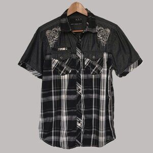 URBAN Vintage Y2K Skull Grunge Men's Small Button Up Shirt